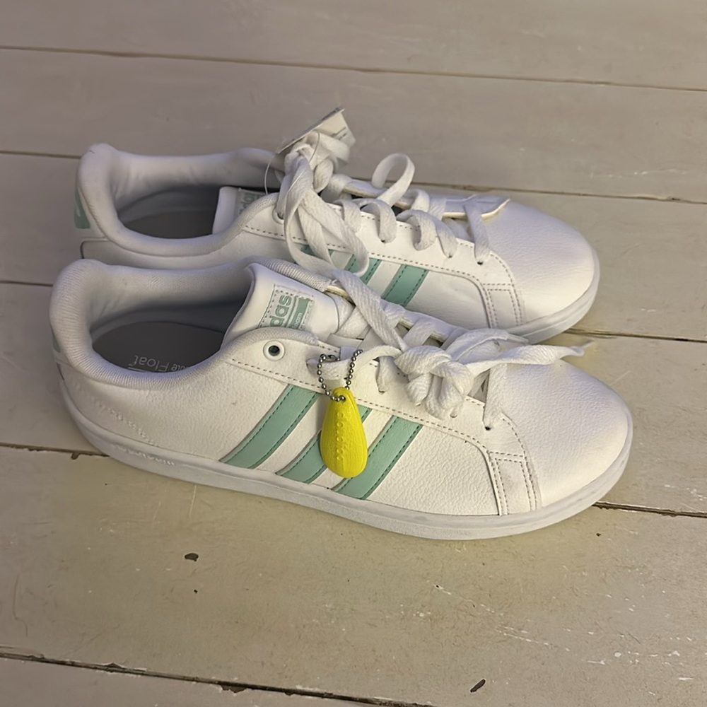 Adidas Women’s Ortholite Float White With Teal Stripes Cloud Foam